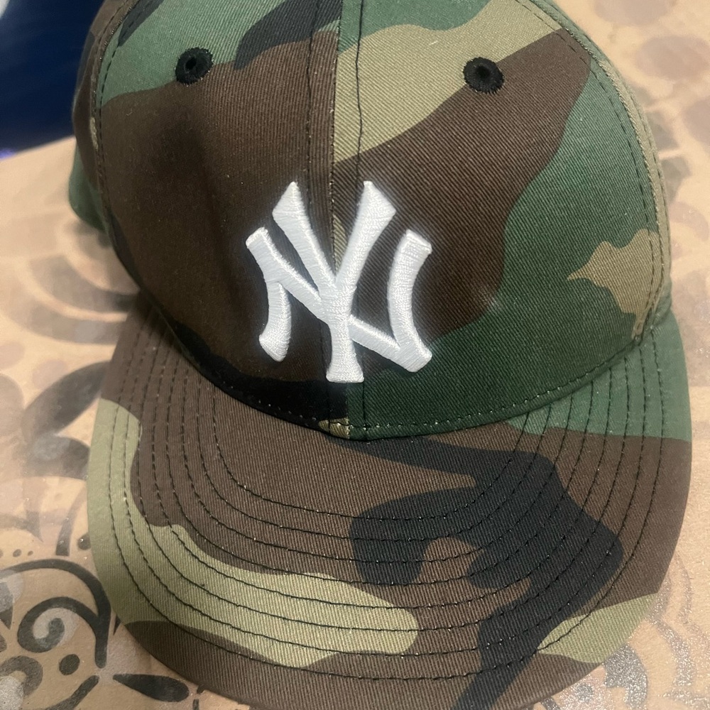 Camouflage Baseball Cap with White Logo